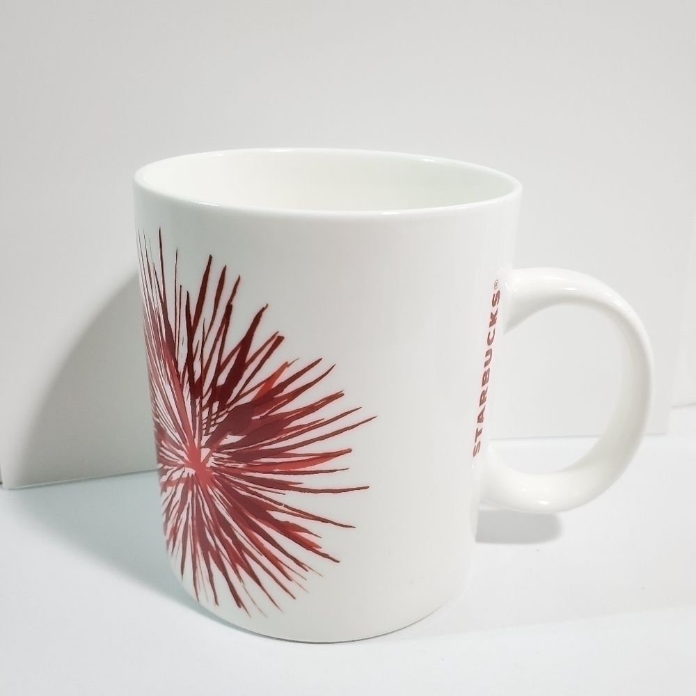 Starbucks Red splatter Atomic Starburst Fireworks 12oz Coffee Mug
